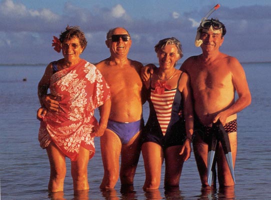 4 seniors on beach